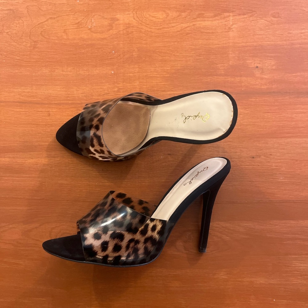 Qupid Animal Print Heels with Black Details